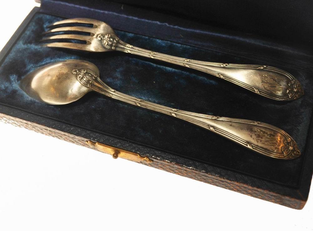 Ложка и вилка в футляре