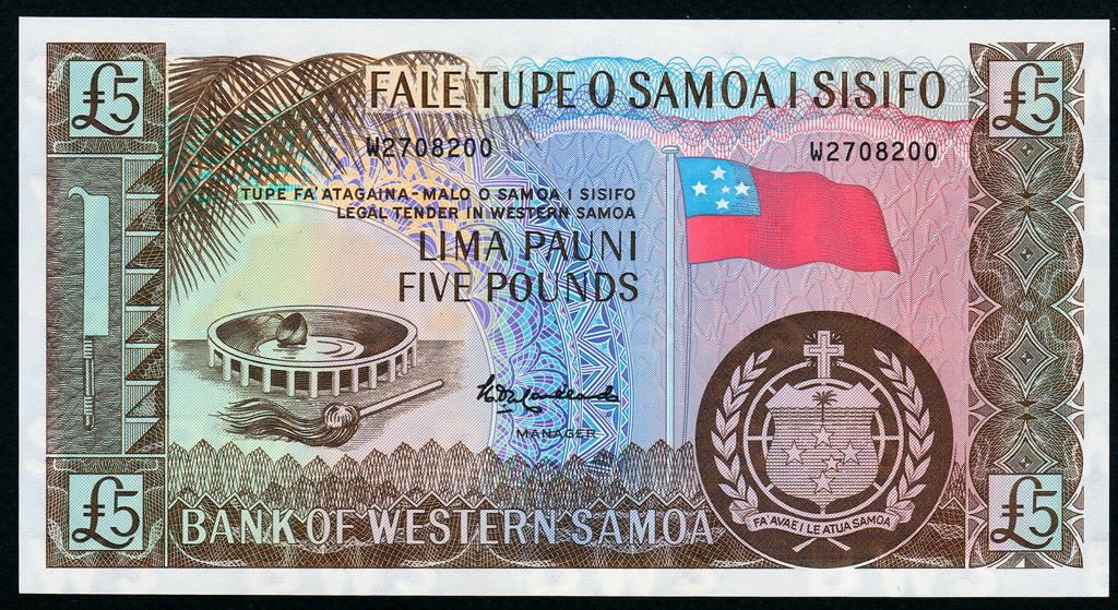 Западное Самоа 5 тала фунтов 1967 - 2020 год.. пресс UNC