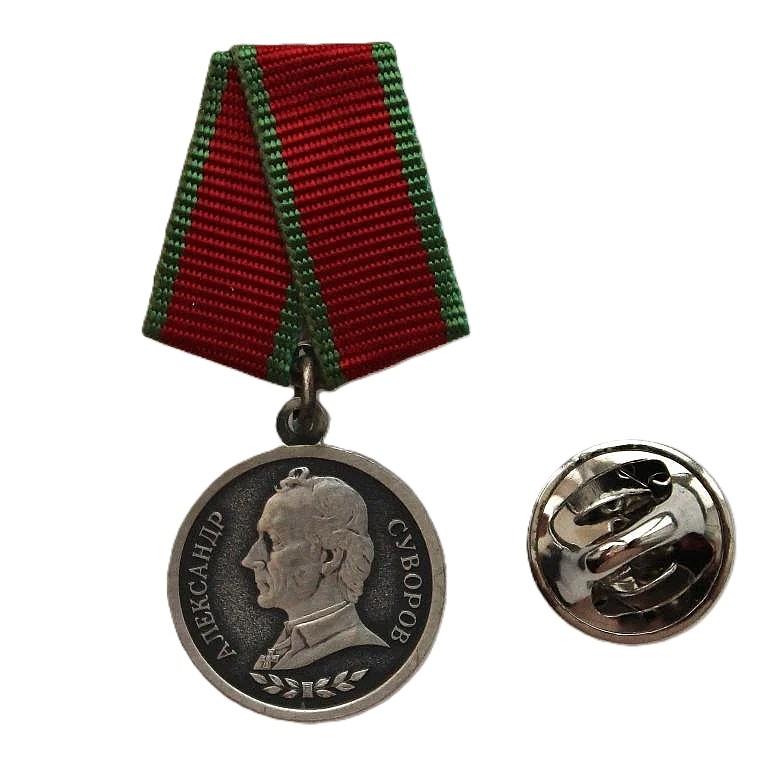 РОССИЯ медаль «СУВОРОВА». Серебро. (ММД) Официальная фрачная миниатюрная копия знака (франчик)