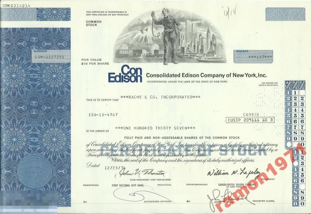 Акция США - Consolidated Edison Company Of New York, Inc. 174 - 76