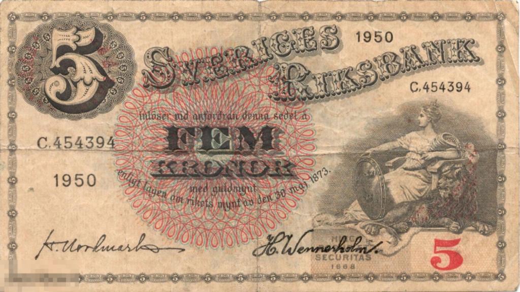 Швеция - 5 Крон 1950 VF