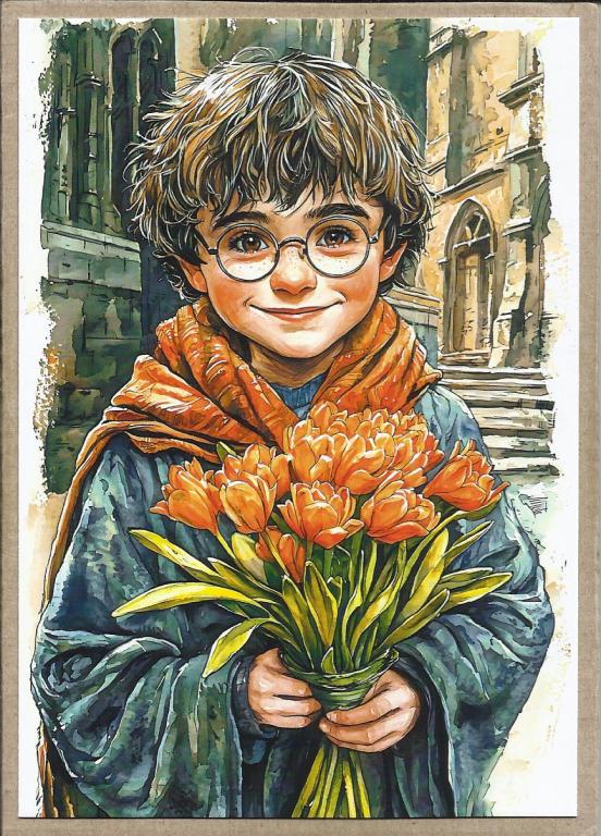 2025. Марина Молодчая. "Гарри". Гарри Поттер. Цветы. Формат стандарт. Чистая. (1968)