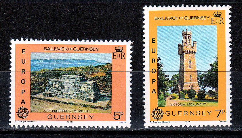 Марки Остров Джерси 1978 г. Памятники Серия 2 марки MNH ** архитектура