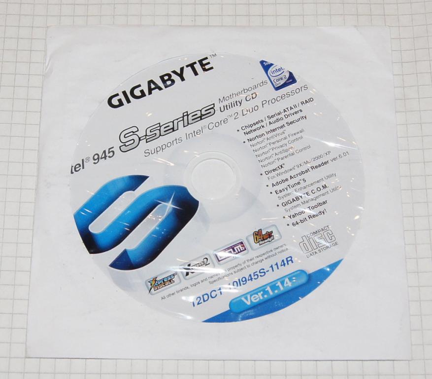 GIGABYTE 945 S-Series Ver. 1.14 - утилиты CD (СД) диск