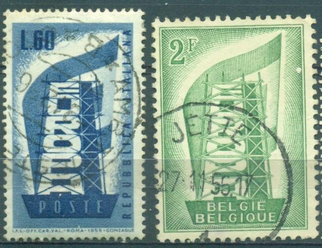 Италия, Бельгия 1956 г.  Европа СЕПТ гашеная