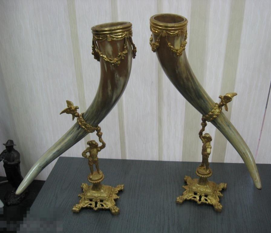 Антикварная скульптура дизайн интерьера рыцари рог бронза 55 см