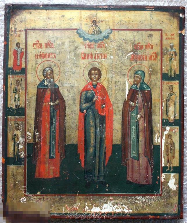 Икона Св. Мученик Вонифатий и Св. Преп. Нифонт и Моисей  от пьянства