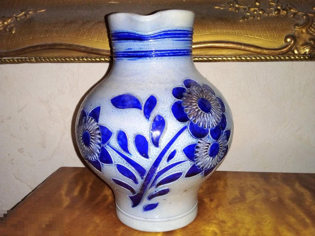 антиквариат   шикарный кувшин  с клеймом reinh merkelbach hohr grenzhausen кобальт