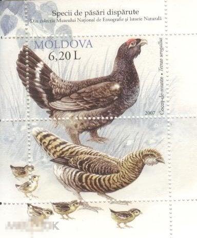 Блок марок Молдова - Фауна Лесные птицы Молдовы 2007