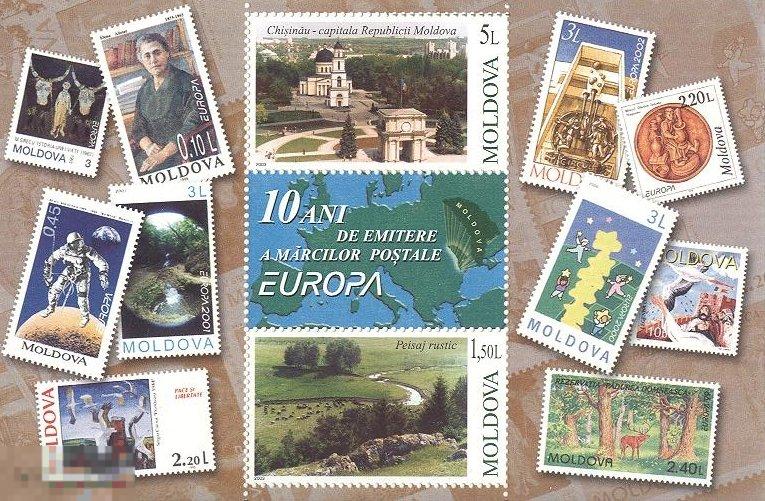 Блок марок Молдова - 10 лет выпуску серии "Европа" 2003