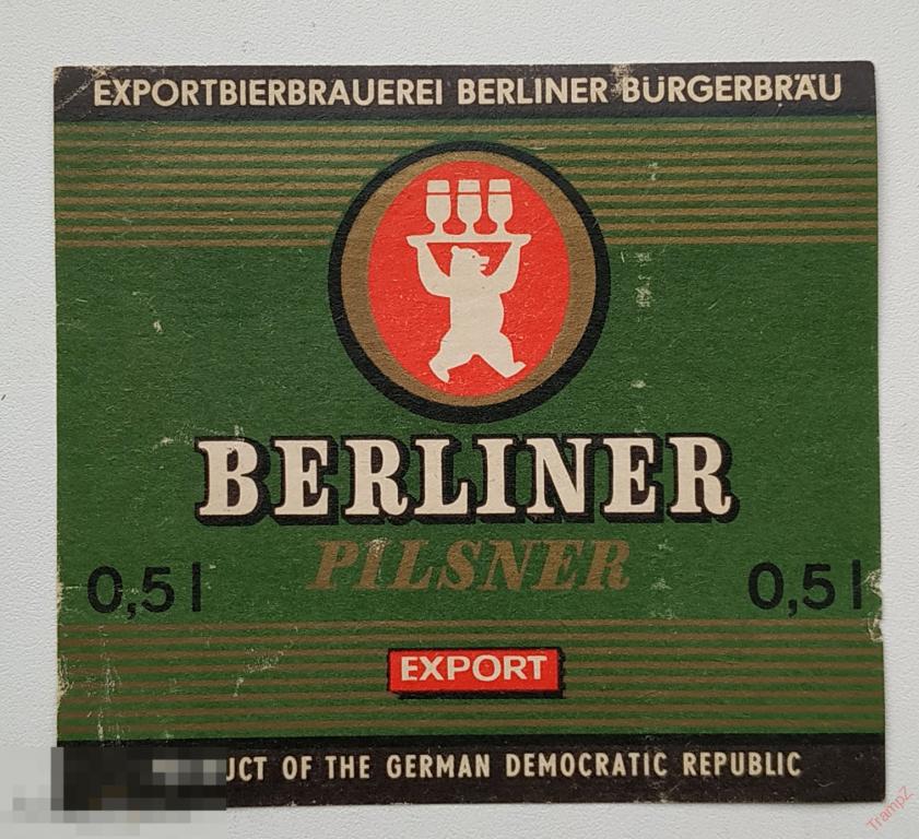 Этикетка пиво Berliner Германия ГДР экспортное 0,5л #Г7