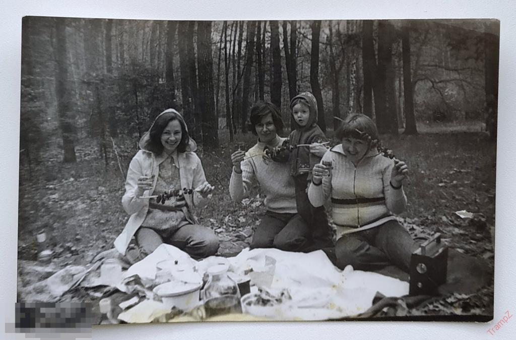 Фотография туризм отдых на природе пикни к шашлыки, девушки в лесу, радиоприемник #140