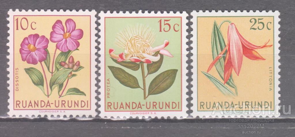 Руанда-Урунди 1953 цветы Mi133,134,136 MNH