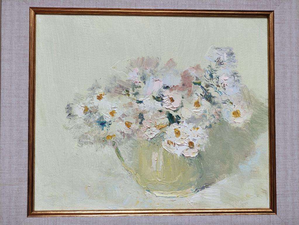 картина Цветочки на горшочке, холст, масло, НХ