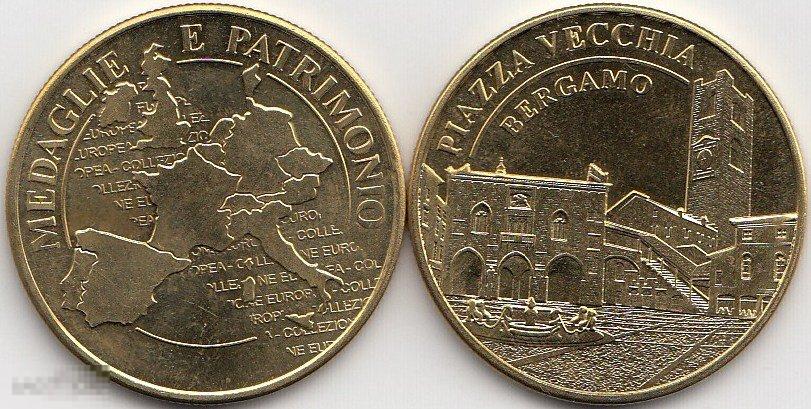 Италия - настольная медаль Пьяцца Веккья Бергамо 2016 UNC