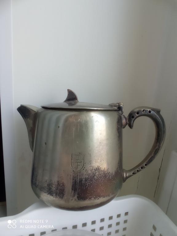 Сливочник молочник старинный. Ирландия, 19 век. Латунь, серебрение. Клеймо DUBLIN