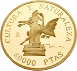 Испания. 80 000 Песет 1995 г. Золото 27.0 г*0.999 0.8672 oz. С. Дали! Атомная Леда! Сертификат!