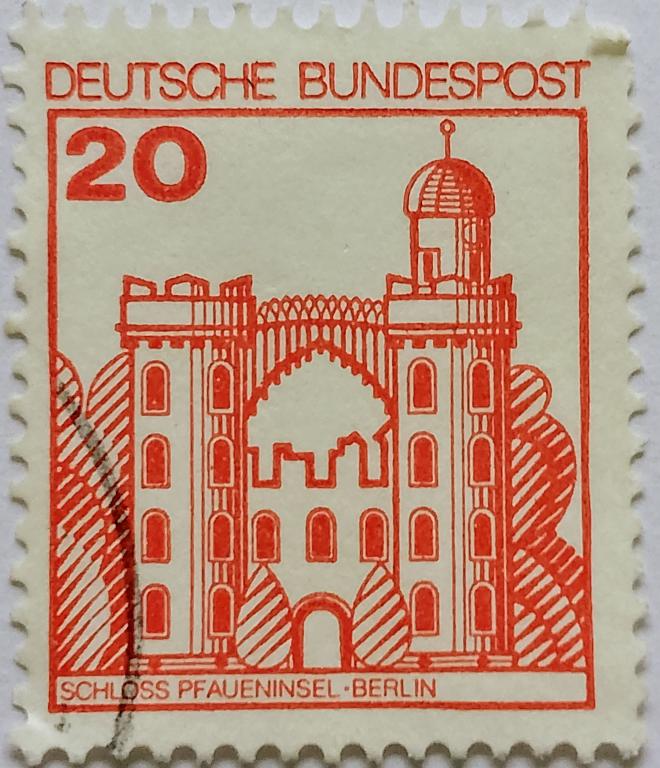 марка ФРГ 20 пфенниг "Pfaueninsel (Peacock Island) Castle, Berlin" 1979 год