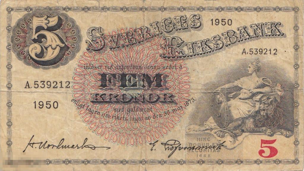 Швеция - 5 Крон 1950 VF