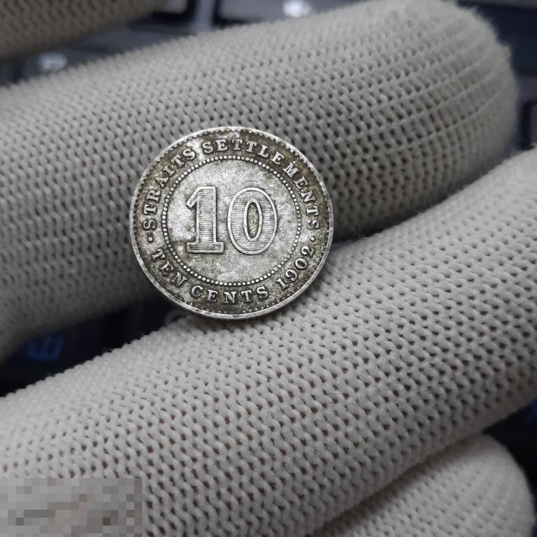 10 центов 1902 Стрейтс Сеттлементс Эдуард VII серебро