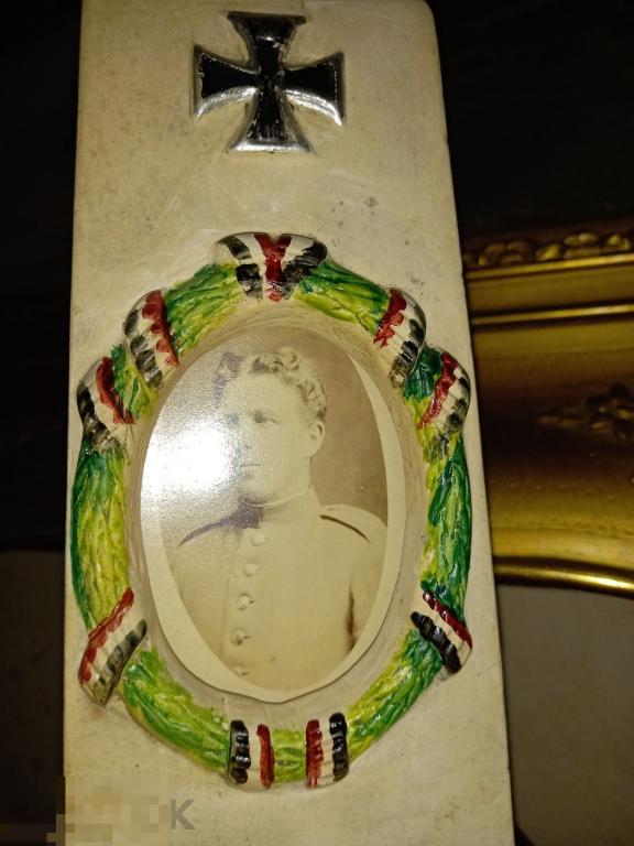 ПЕРВАЯ МИРОВА ВОЙНА памятная стела гипс D.R.G.M клеймо антиквариат