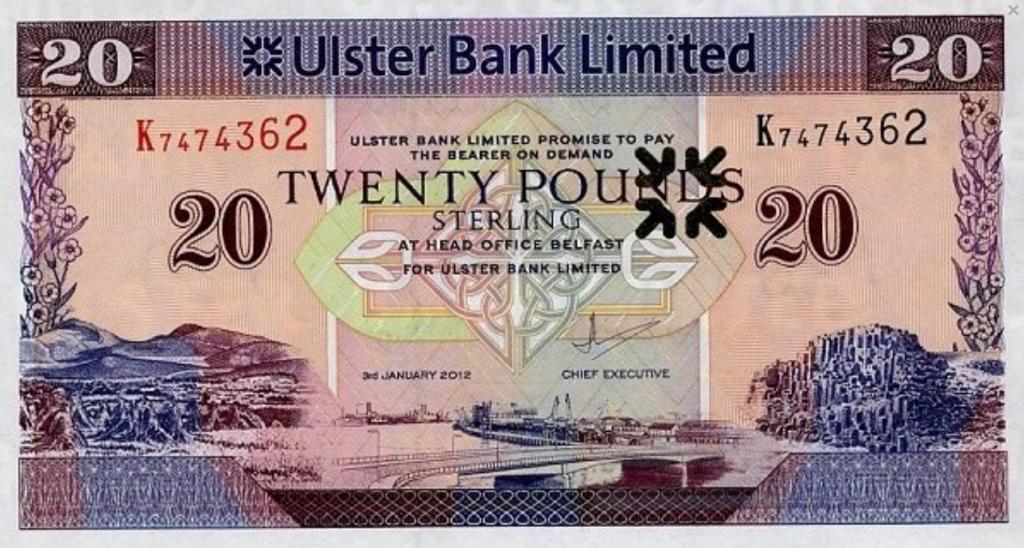Северная Ирландия 20 фунтов 2012 год  ПРЕСС/UNC