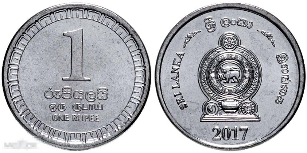 Шри Ланка 1 Рупия 2017 UNC Мешок