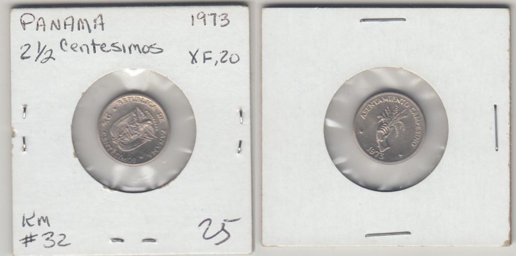 Панама 2,5 сентесимо 1973  М