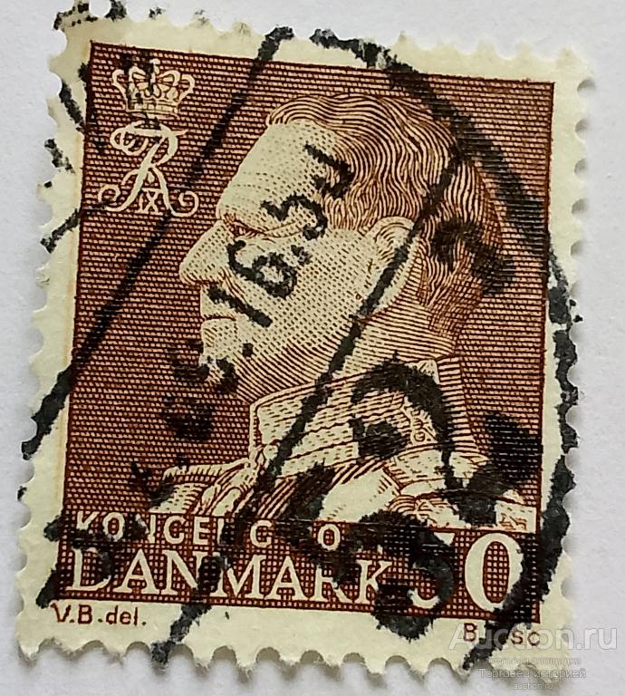 Марка почтовая 50 эре Дания 1961-1963 г.
