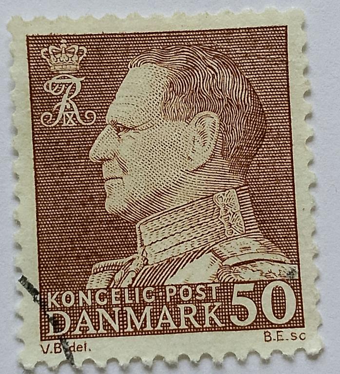 Марка почтовая 50 эре Дания 1961-1963 г.