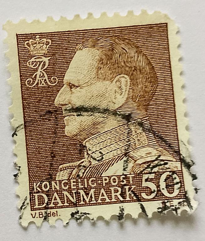 Марка почтовая 50 эре Дания 1961-1963 г.