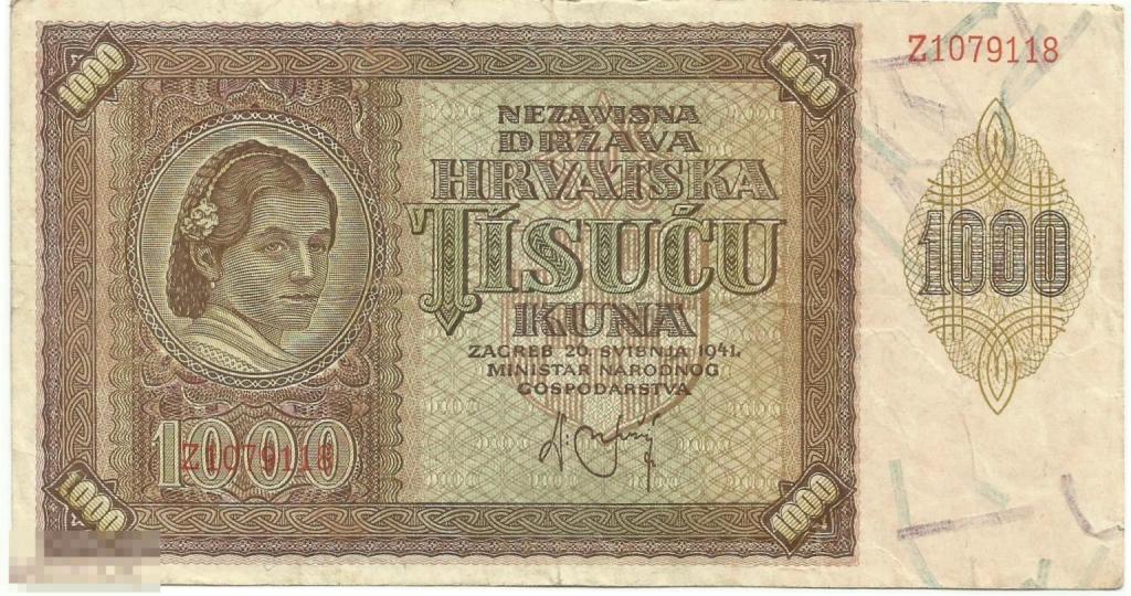 Хорватия - 1000 Кун 1941 VF+ / XF (118)