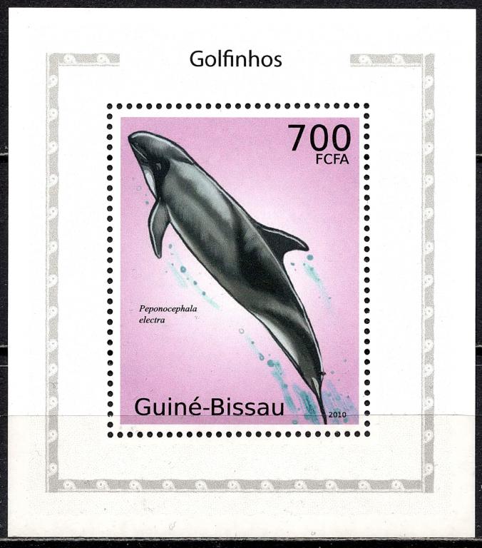 ❤2010 Гвинея=Бисау Блок МЛ Малый лист Дельфин Млекопитающие MNH OG