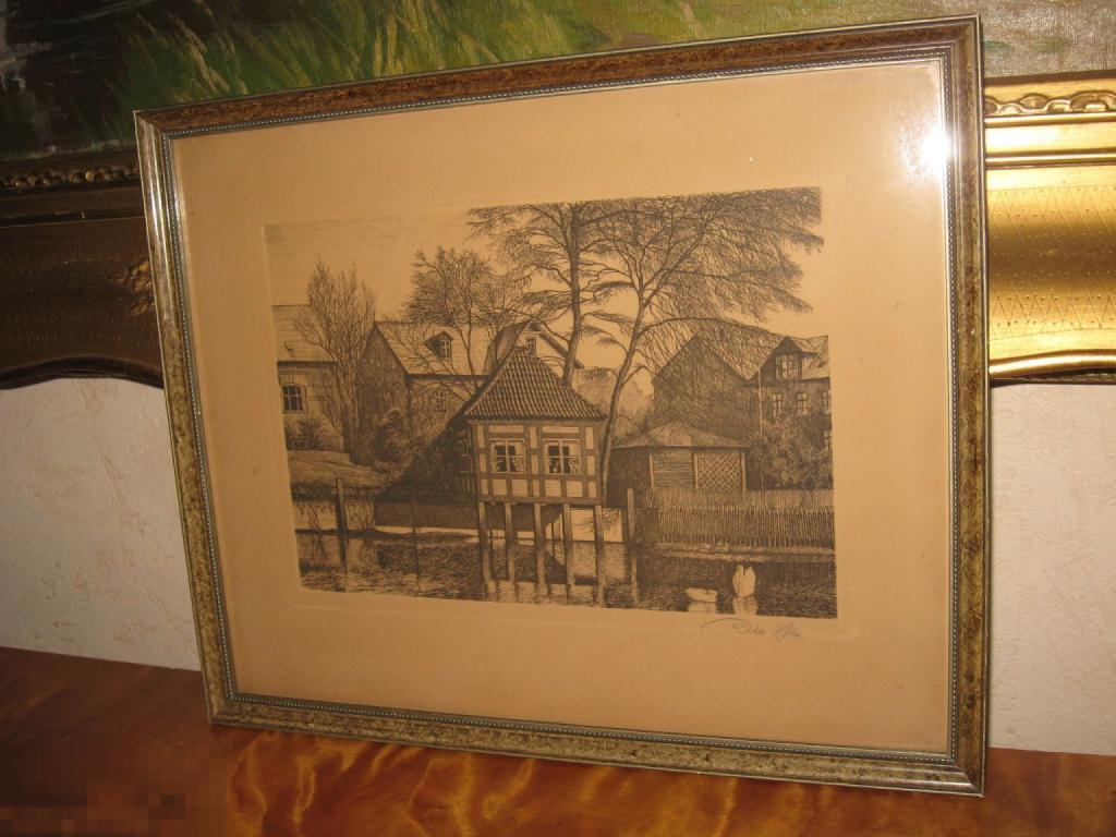 антикварная гравюра 1928 год Otto Holm