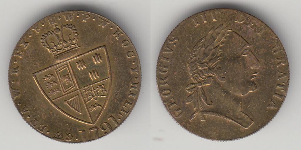 Великобритания жетон в виде монеты 1/2 гинея 1791