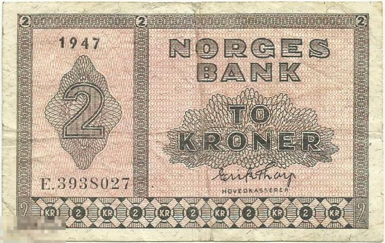 Норвегия - 2 Кроны 1947