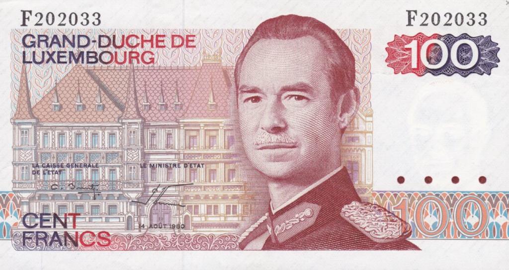Люксембург 100 франков 1980 год ПРЕСС/UNC