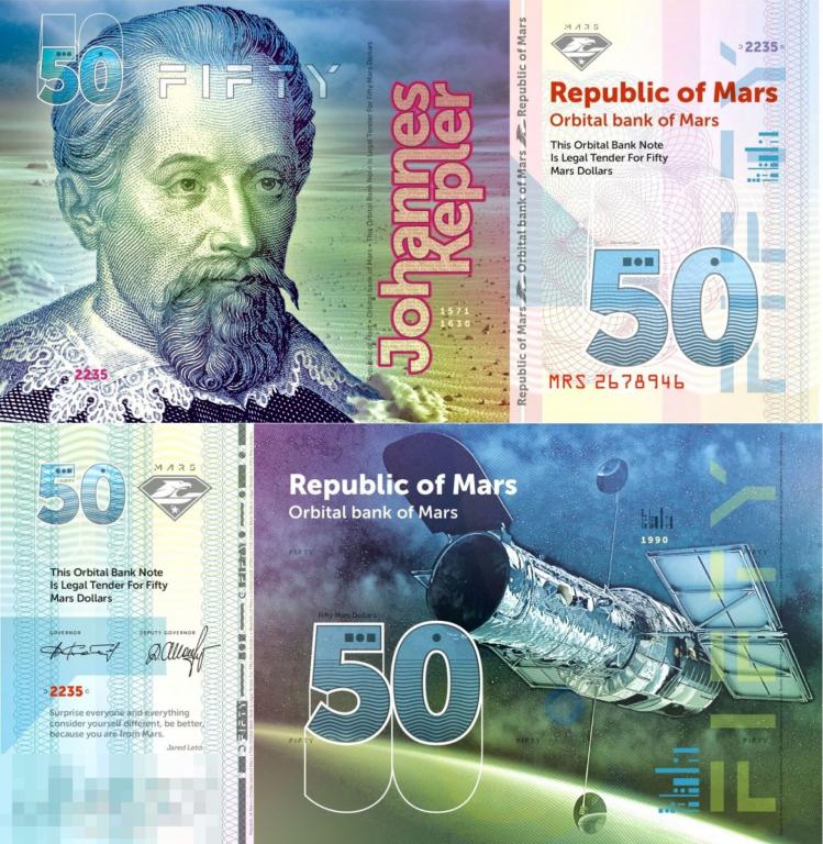 Республика Марс - 50 Долларов 2235 UNC ( полимер, тиснение )