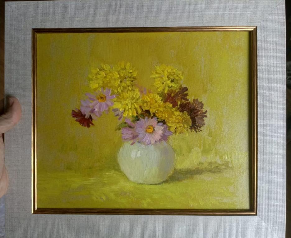 картина Цветы жёлтые , холст, масло, НХ, подарочная