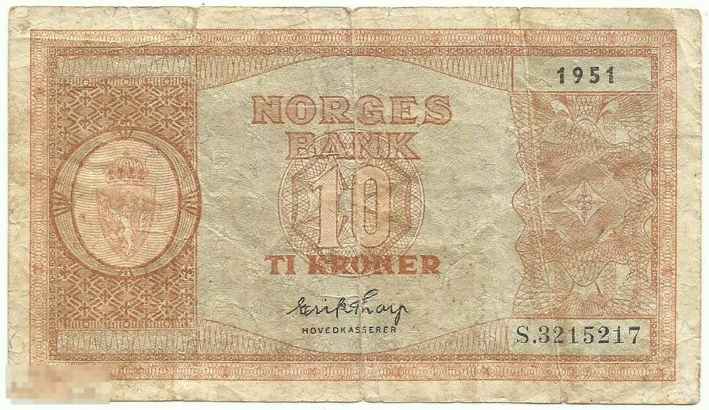 Норвегия - 10 Крон 1951