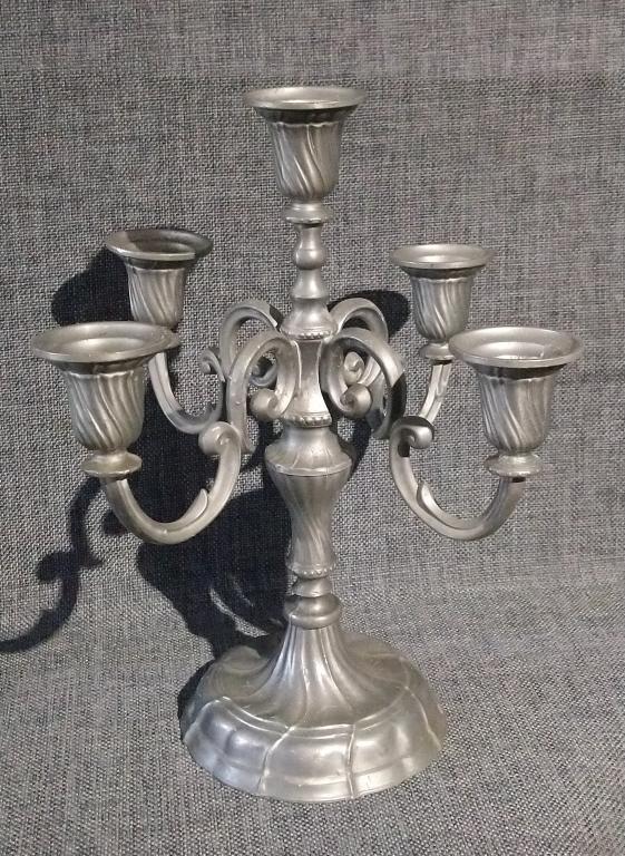 Подсвечник пятирожковый олово винтаж Германия 1960