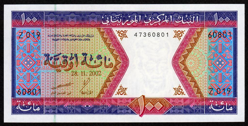 Мавритания 100 угий 2002 год...... пресс UNC