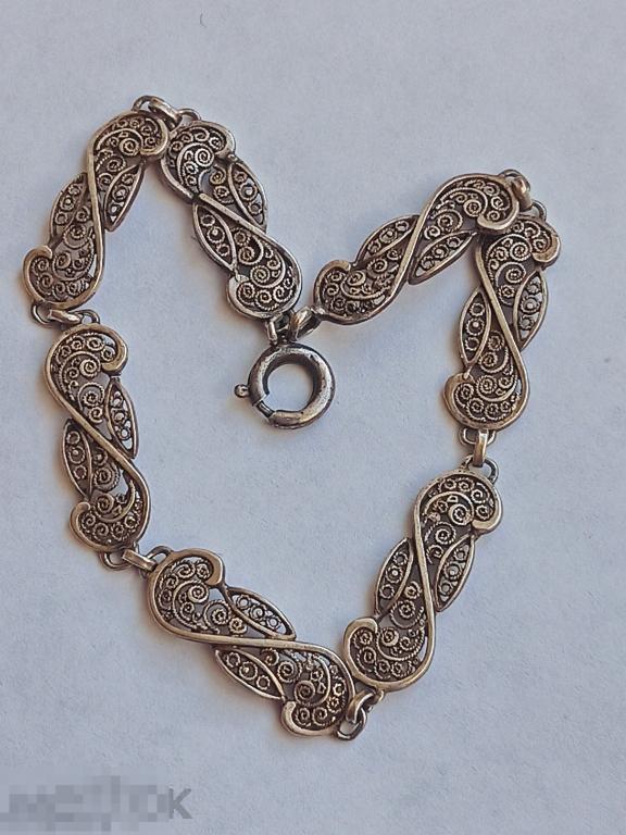 Старинный браслет 800 проба серебро