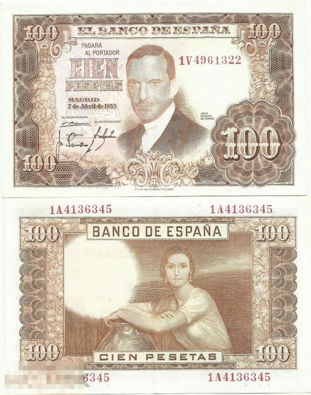 Испания - 100 Песет 1953 XF