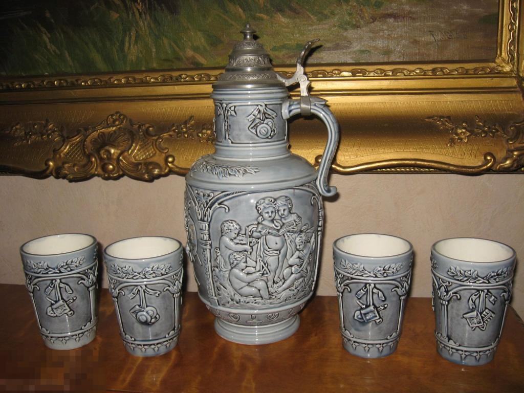 антикварный антикварный кувшин с бокалами 1897  1902 год
