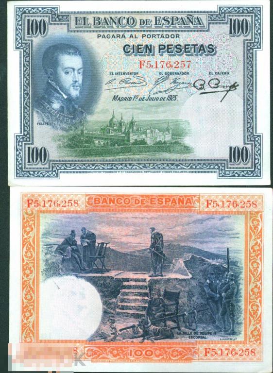 Испания 100 Песет 1925 XF