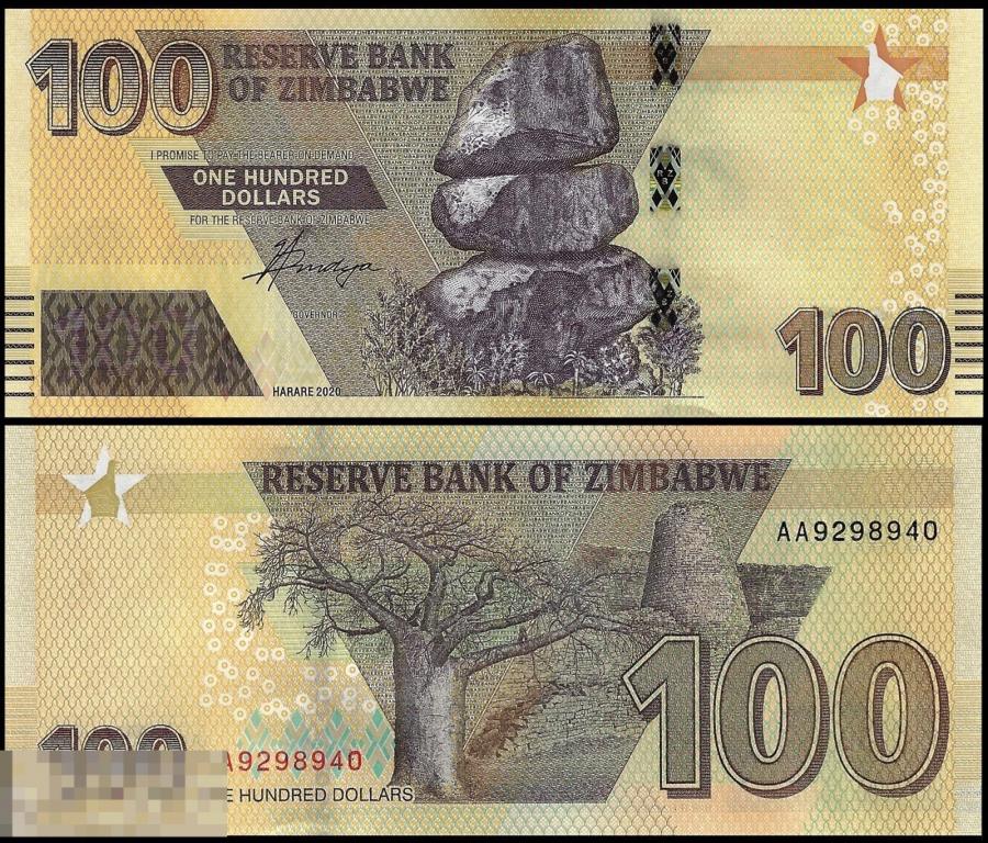 Зимбабве - 100 Долларов 2020 UNC