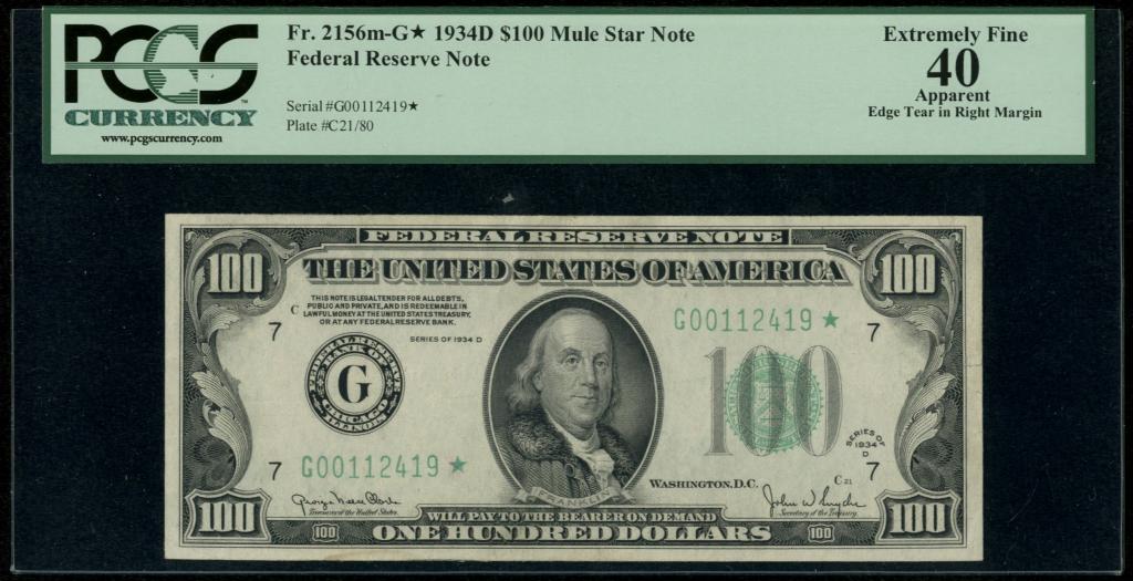США. 100 долларов 1934-D. Замещенная серия!