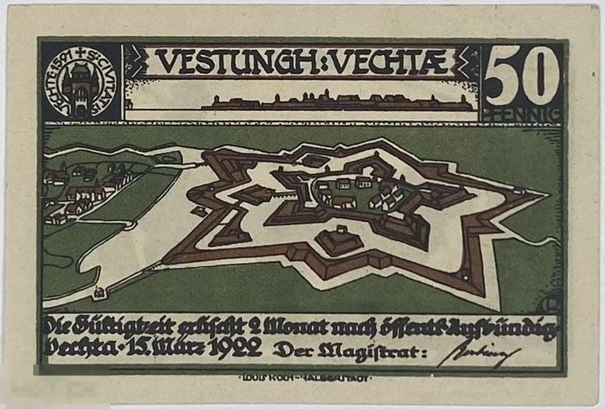 Нотгельд - 50 Пфеннигов 1922 Vestungh Германия UNC