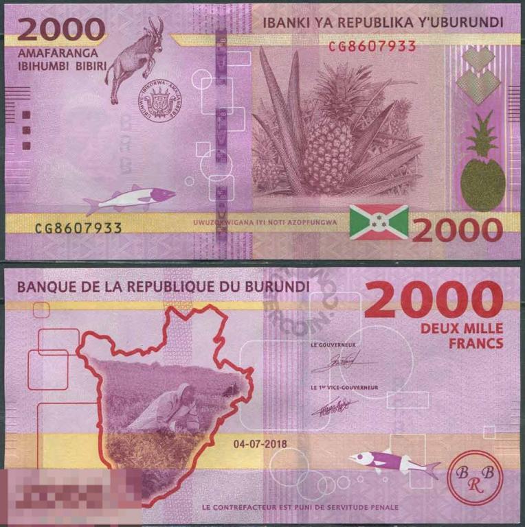 Бурунди 2000 Франков 2018 UNC